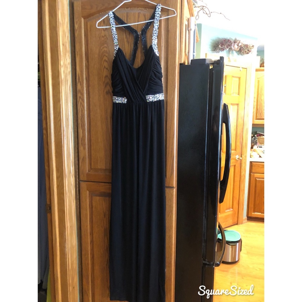 Black and silver prom dress
